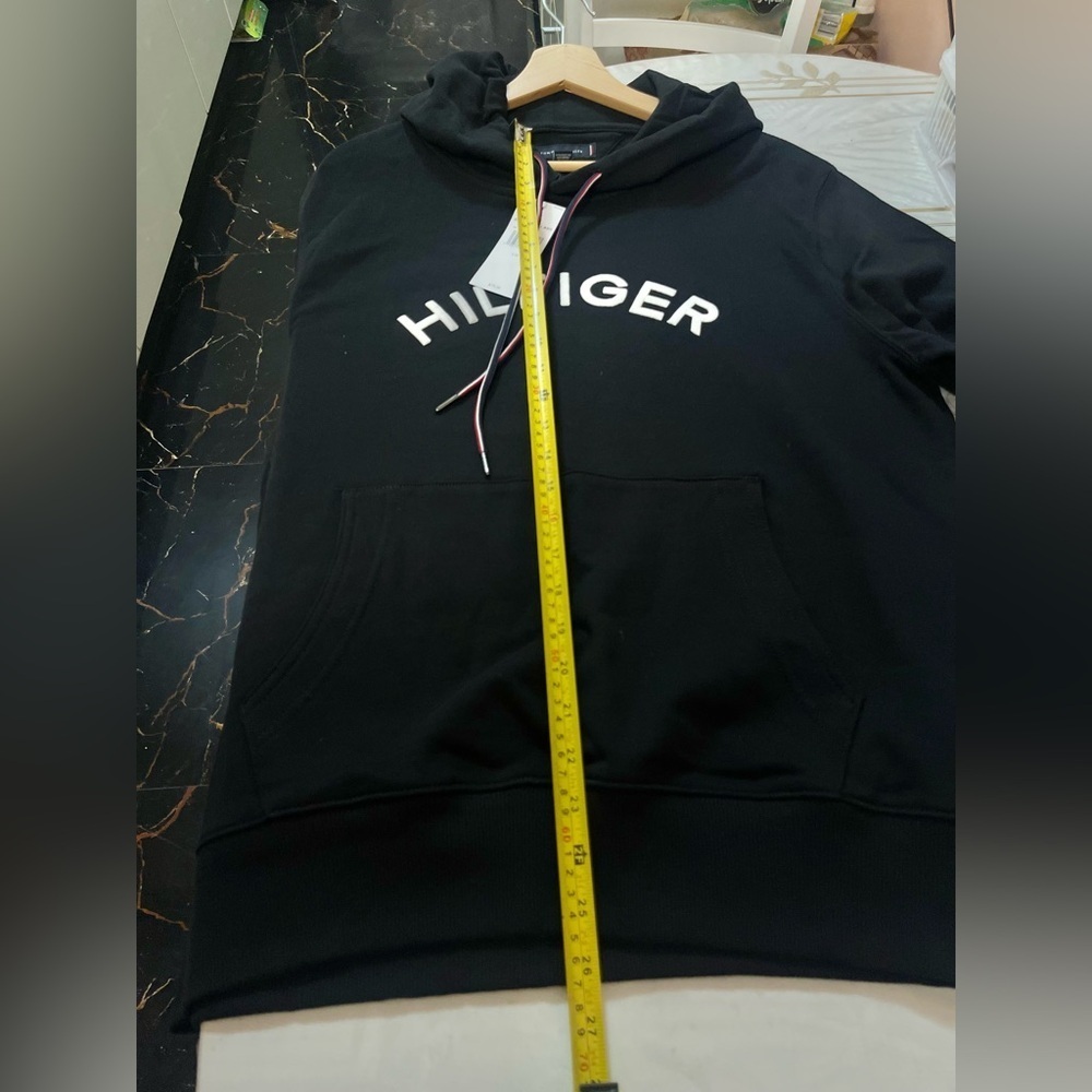NWT Tommy Hilfiger Women’s Cotton Hoodie Sweatshirt Sz LG Black - Picture 7 of 8